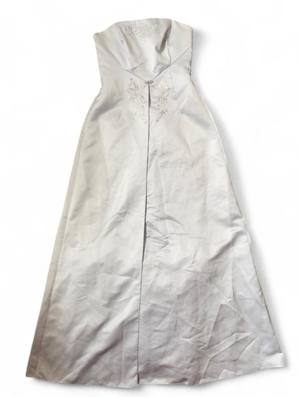 Michelangelo Wedding dress for David’s Bridal white strapless A-line wedding